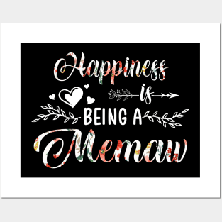 Happiness Is Being A Memaw Funny Mothers Day Gift Posters and Art